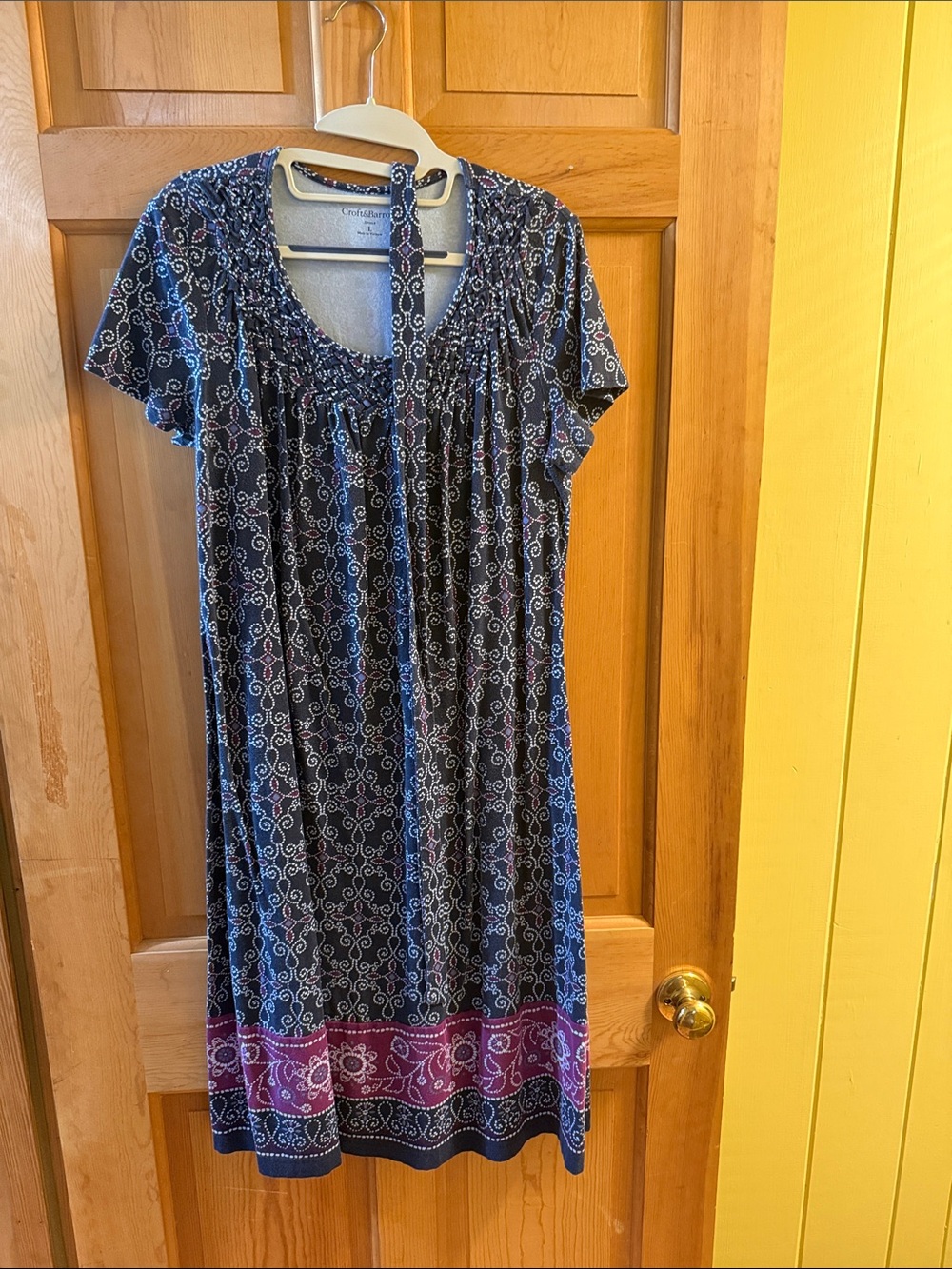croft & barrow Navy and Purple Midi Dress with Floral Border